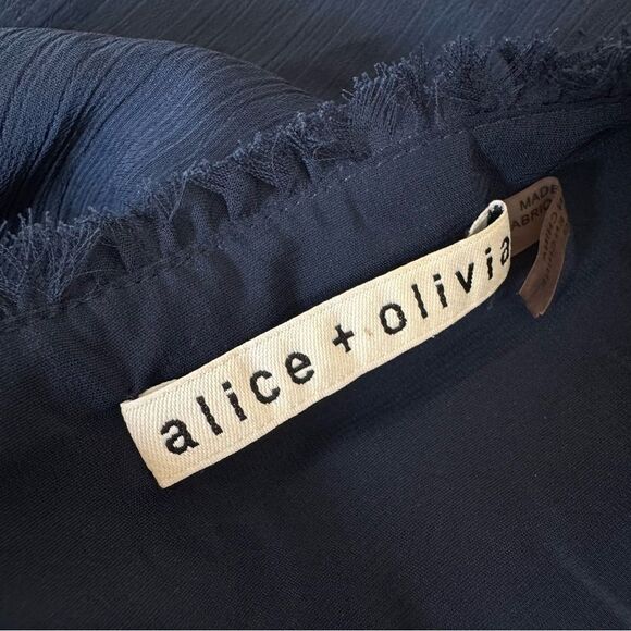 Alice + Olivia Zoey Ruffled Sapphire Tunic Dress in Navy Blue Size L - Picture 12 of 16